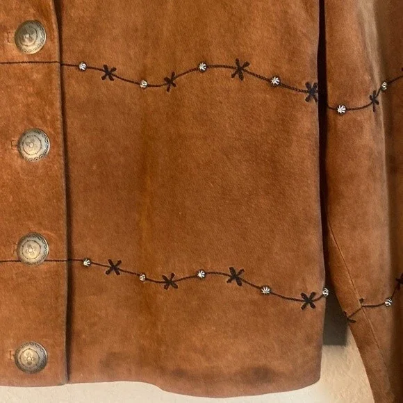 vintage scully leather jacket western country stud M barb wire ranch - Picture 6 of 14